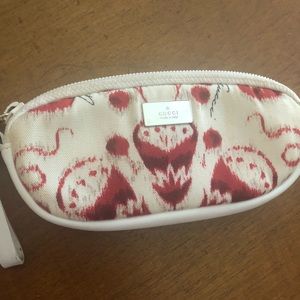 Gucci pouch wristlet floral white canvas